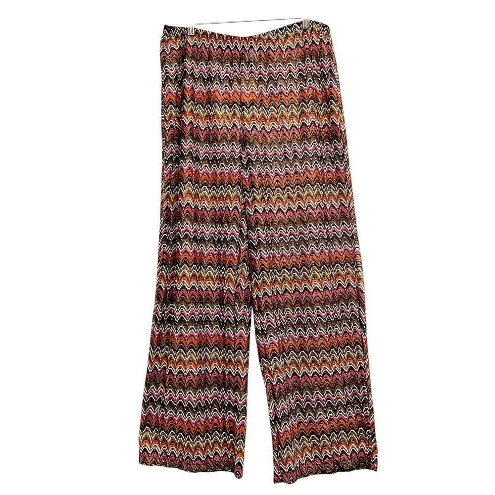 Shade & Shore Crochet Wide Leg Pants Women M Multicolor Zigzag Cover Up Beach - Picture 11 of 11